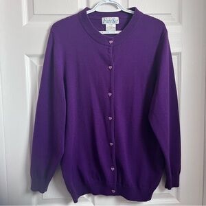 Vintage Fairset heart cardigan sweater purple grandma vest knit women Medium